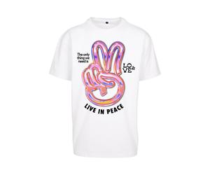 Mister Tee T-Shirt 'Live in Peace' bleu / orchidée / noir / blanc, Taille S