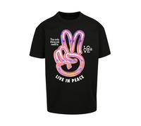 Mister Tee T-Shirt 'Live in Peace' violet clair / orange clair / noir / blanc, Taille XL
