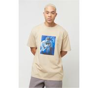 Mister Tee T-Shirt 'Post Malone Tracklist' chamois / bleu, Taille S