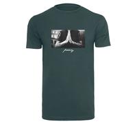 Mister Tee T-Shirt 'Pray' gris clair / vert foncé / noir / blanc, Taille M
