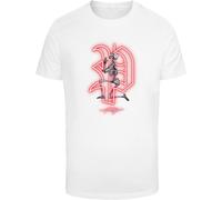Mister Tee T-Shirt 'Pray Neon Skull' rouge néon / noir / blanc, Taille M