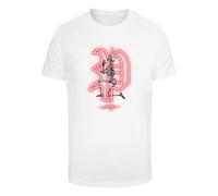 Mister Tee T-Shirt 'Pray Neon Skull' rouge néon / noir / blanc, Taille M