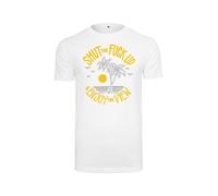 Mister Tee T-Shirt 'Shut the Fuck Up & Enjoy The View' jaune / gris clair / blanc, Taille L