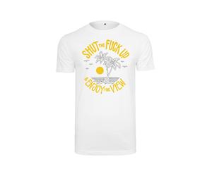 Mister Tee T-Shirt 'Shut the Fuck Up & Enjoy The View' jaune / gris clair / blanc, Taille L