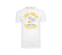 Mister Tee T-Shirt 'Shut the Fuck Up & Enjoy The View' jaune / gris clair / blanc, Taille XXL