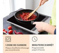 MisterCook Plaque de cuisson infrarouge 2000W 90-650°C Minuterie d'extinction
