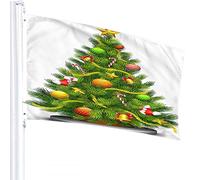 Mistletoe Tree Flag 3x5 FT Christmas Balls Socks Bell Fir Colorful Ribbon Outdoor Flags Large Welcome Yard Banners Home Garden Yard Lawn Decor
