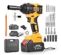 MISTRO hoc Sans Fil, 3-en-1 400 N·m 21V 2×4000mAh Batteries 5 Douilles 5-13mm, 29 Accessoires Arrêt Automatique Inversé Léger Boulonneuse Pour Pneus de Voiture, Montage Meubles & Bricolage