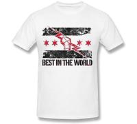 MISTT WOPII Men's Cm Punk Action Figure Logo Poster Short Sleeves Casual T Shirt Print Tops White S