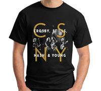 MISTT WOPII Men's Crosby Stills Nash & Young Csny Band T Shirt Black L