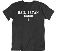 MISTT WOPII Men's Hail Satan Est 666 Trending Parody Devil T Shirt Black XXL