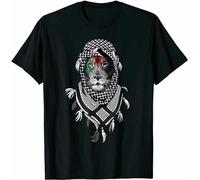 MISTT WOPII Men's Kewa Palestine Li0N Free Palestine Free Gaza Palestine Flag Black T-Shirts Black XL