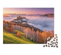 Misty Autumn Forest Puzzle pour Garçons et Filles 1000 Pièce Recyclable Mountain Valley Puzzle Fun and Stimulant Family Game Idée de Cadeau Parfaite for Child‘s Birthday 70x50cm/1000pcs