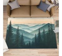Misty Forest Grand tapis lavable, antidérapant et doux pour salon - Motif paysage de montagne - 160 x 230 cm