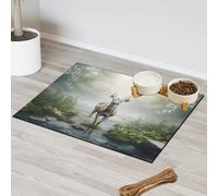 Misty Forest Tapis d'alimentation pour animal domestique Motif cerf Pour chat et chien Tapis d'alimentation absorbant Nti-Slip Contiennent les déversements Protège les sols Set de table 30,4 x 50,8 cm