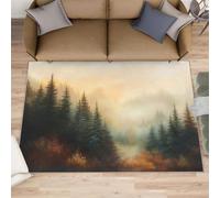 Misty Forest Tapis de salon - 160 x 200 cm - Grand tapis paysage oriental pour salon, lavable, antidérapant et doux pour décoration d'intérieur