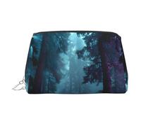 Misty Forest Trousse de maquillage en cuir avec fermeture éclair, idéale pour les cosmétiques et les articles de toilette, Argenté., Taille unique
