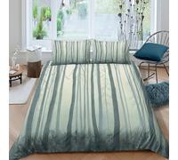 Misty forêt scène Linge de Lit 3 Pièces 3D Imprimée Microfibre Hypoallergique Nature Landscape Art Parure de Lit avec 2 x Taies d'oreiller Respirante for Chambre Adulte King（220x240cm）