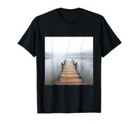 Misty Lake Dock Tranquille Paysage Paysage Nature Scène T-Shirt