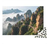 Misty Landscape Jigsaw Jigsaw Puzzle 1000 Pièces Recyclable Chinese Mountains Jigsaw Jigsaw Puzzles Jigsaw Accessoire de Jeu de Puzzle Amusant and Stimulant Family Game Excellent Cadeau Idea 52x3...
