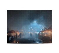 Misty Night Market Puzzle horizontal en bois 500 pièces pour développer des compétences pratiques pour se détendre et interagir parent-enfant