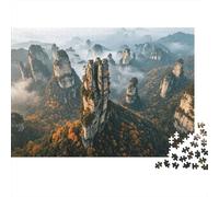 Misty Peaks 1000 Pièces Jigsaw Puzzle Recycled Zhangjiajie Senior Puzzles Party Game Props Developing Children‘s Intelligence Educational Fun 38x26cm/1000pcs