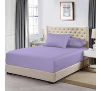 MistyMorning Drap-Housse Extra Profond 40 cm, draps en Coton égyptien 200 Fils, literie et Lin Doux et de qualité supérieure (Lilas, King)