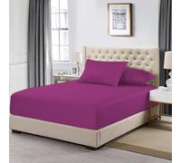 MistyMorning Drap-housse très profond de 40 cm, draps de lit en coton égyptien avec 200 fils au pouce carré, literie et lin doux et de qualité supérieure (violet, double)