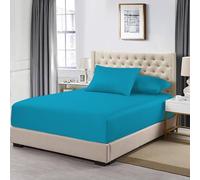 MistyMorning Drap-housse très profond de 40 cm, draps de lit en coton égyptien avec 200 fils au pouce carré, literie et lin doux et de qualité supérieure (bleu sarcelle, king size)
