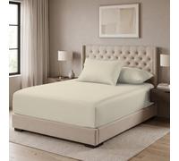 MistyMorning Drap-housse très profond de 40 cm, draps de lit en coton égyptien avec 200 fils au pouce carré, literie et lin doux et de qualité supérieure (crème, super king size)