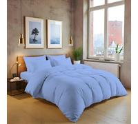 MistyMorning Ensemble de housse de couette unie, literie et linge de lit de qualité douce et premium, coton égyptien avec 200 fils/cm². (Bleu ciel, King)