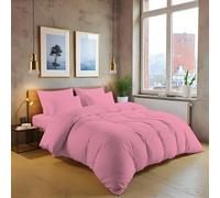 MistyMorning Ensemble de housse de couette unie, literie et linge de lit de qualité douce et premium, coton égyptien avec 200 fils/cm². (Rose, King)
