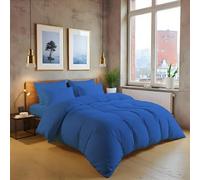 MistyMorning Ensemble de housse de couette unie, literie et linge de lit doux et de qualité supérieure, coton égyptien avec 200 fils/cm². (Bleu, King)