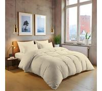 MistyMorning Ensemble de housse de couette unie, literie et linge de lit doux et de qualité supérieure, coton égyptien avec 200 fils/cm². (Crème, Super King)