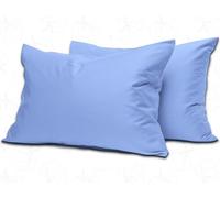 MistyMorning Lot de 2 housses de coussin, draps doux et de qualité supérieure et lin, coton égyptien 200 fils (50 x 75 + 15 cm (bleu ciel)