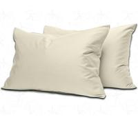 MistyMorning Lot de 2 taies d'oreiller douces et de qualité supérieure en coton égyptien 200 fils au pouce carré, respirant et fermeture à rabat en taille standard (50 x 75 + 15 cm) (crème, lot de 2)