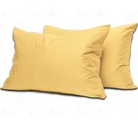 MistyMorning Lot de 2 taies d'oreiller douces et de qualité supérieure literie et linge, coton égyptien 200 fils, respirant et fermeture enveloppe en taille standard (50 x 75 + 15 cm) (ocre/jaune, lot