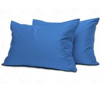 MistyMorning Lot de 2 taies d'oreiller en coton égyptien 200 fils/cm² doux et respirant avec fermeture à rabat standard (50 x 75 + 15 cm) Bleu