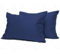 MistyMorning Lot de 2 taies d'oreiller en coton égyptien 200 fils respirant avec fermeture à rabat standard Bleu marine 50 x 75 + 15 cm