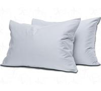 MistyMorning Taies d'oreiller Lot de 2 Literie et Linge Doux et de Qualité Premium, Coton Égyptien 200 Fils, Respirant et Fermeture Enveloppe en Taille Standard (50 x 75 + 15 cm) (Gris Argenté, Lot de