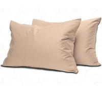 MistyMorning Taies d'oreiller Lot de 2 Literie et Linge Doux et de Qualité Premium, Coton Égyptien 200 Fils, Respirant et Fermeture Enveloppe en Taille Standard (50x75+15 cm) (Moka, Lot de 2)