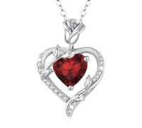 MISUMOR Collier Femme Argent 925, Collier Or Rose avec Pendentif Coeur Bijoux Idee Cadeau Femme Anniversaire Saint-Valentin Noël Cadeau Maman Fête des Mères
