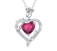 MISUMOR Collier Femme Argent 925, Collier Or Rose avec Pendentif Coeur Bijoux Idee Cadeau Femme Anniversaire Saint-Valentin Noël Cadeau Maman Fête des Mères