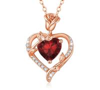 MISUMOR Collier Femme Argent 925, Collier Or Rose avec Pendentif Coeur Bijoux Idee Cadeau Femme Anniversaire Saint-Valentin Noël Cadeau Maman Fête des Mères