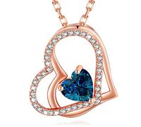 MISUMOR Collier Femme Coeur Argent 925 Pendentif Or Rose Pierre de Naissance Bijoux Femme Cadeau Anniversaire pour Maman Petite Amie Saint Valentin Fête des Mères Noël