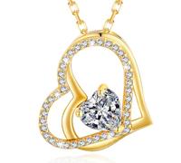 MISUMOR Collier Femme Coeur Argent 925 Pendentif Or Rose Pierre de Naissance Bijoux Femme Cadeau Anniversaire pour Maman Petite Amie Saint Valentin Fête des Mères Noël