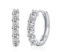MISUMOR Moissanite Boucles d'oreilles Femme Argent 925, Petites Créoles 13MM Boucle Bijoux Cadeau Femme Anniversaire Noël Saint-Valentin Fête des Mères (Argent)