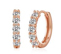 MISUMOR Moissanite Boucles d'oreilles Femme Argent 925, Petites Créoles 13MM Boucle Bijoux Cadeau Femme Anniversaire Noël Saint-Valentin Fête des Mères (Or rose)