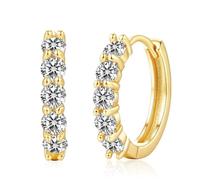 MISUMOR Moissanite Boucles d'oreilles Femme Argent 925, Petites Créoles 13MM Boucle Bijoux Cadeau Femme Anniversaire Noël Saint-Valentin Fête des Mères (Or)