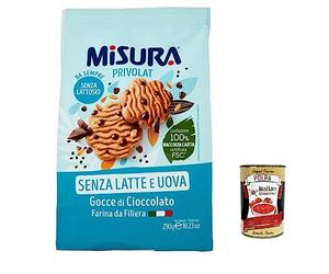 Misura Biscotti con Gocce di Cioccolato Privolat Lot de 3 biscuits avec copeaux de chocolat sans lait ni œufs 290 g + Polpa Italian Gourmet 400 g